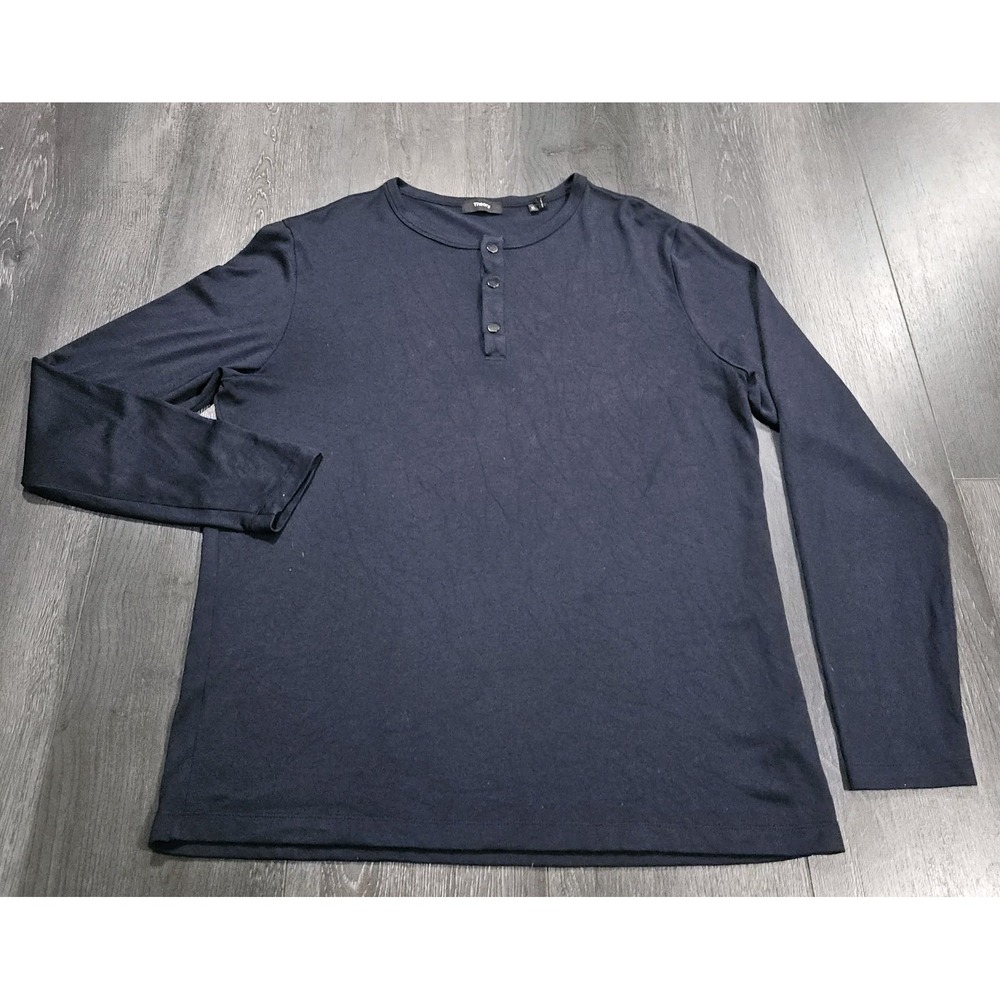Theory Snap Henley Activate Jersey Shirt Men XL Navy Blue Stretch Casual Comfort